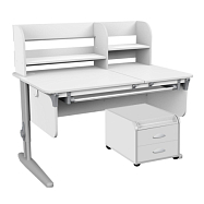 раздельная парта дэми сут.62 pro с выдвижным пеналом, надстройкой и тумбой Дэми СУТ.62 PRO с тумбой