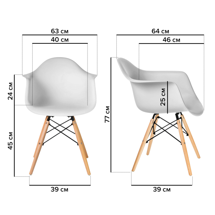 Характеристики Комплект кухонных стульев Ergozen Eames DAW Pro 2 шт